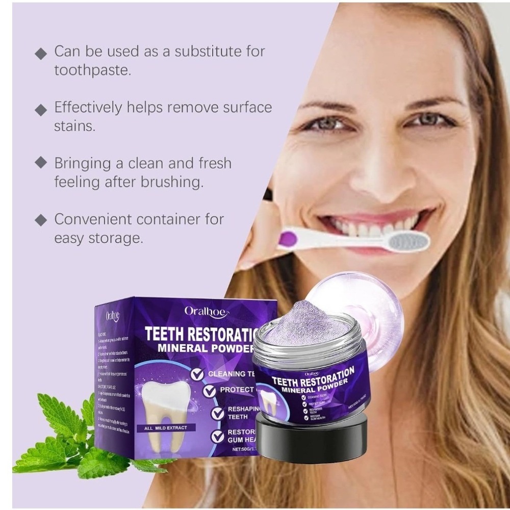 Oralhoe Teeth Restoration Mineral Powder 50g Purple Whitening Enamel Care